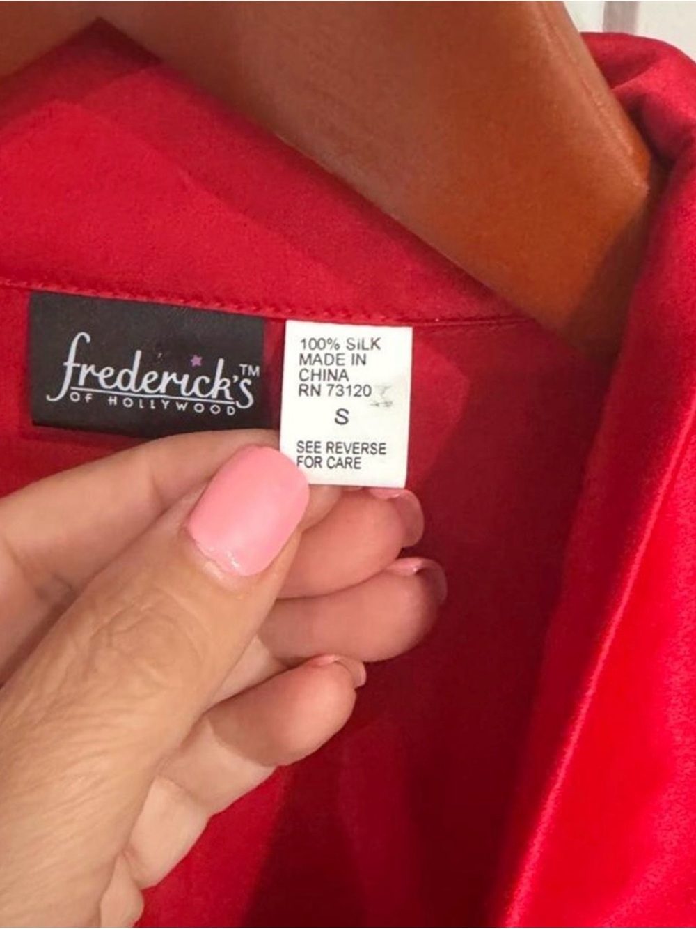 Vintage Frederick's of Hollywood Red SILK Button-Front Pajama Set - Picture 2 of 5